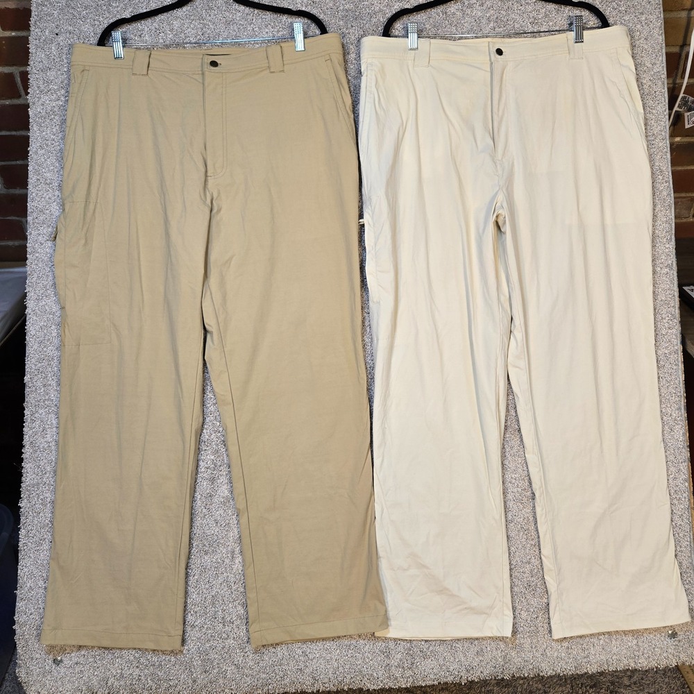 Coolibar Sun Protection Pants Men 38x30 Tan beige UPF nylon lot of 2 performance